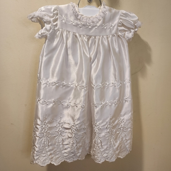 White Baby's Baptism Christening Dress 0-6 months 3 pieces - Picture 3 of 14